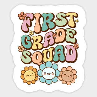 Groovy First Grade Squad Back To School Cute  Flower Retro Vintage Sticker